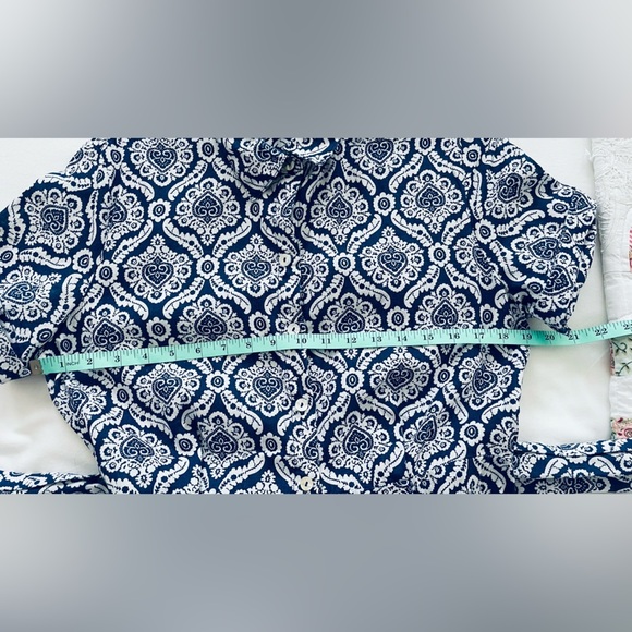 Sigrid Olsen 100% Linen Navy and White Belted Shirt Dress Sz M - Picture 5 of 8